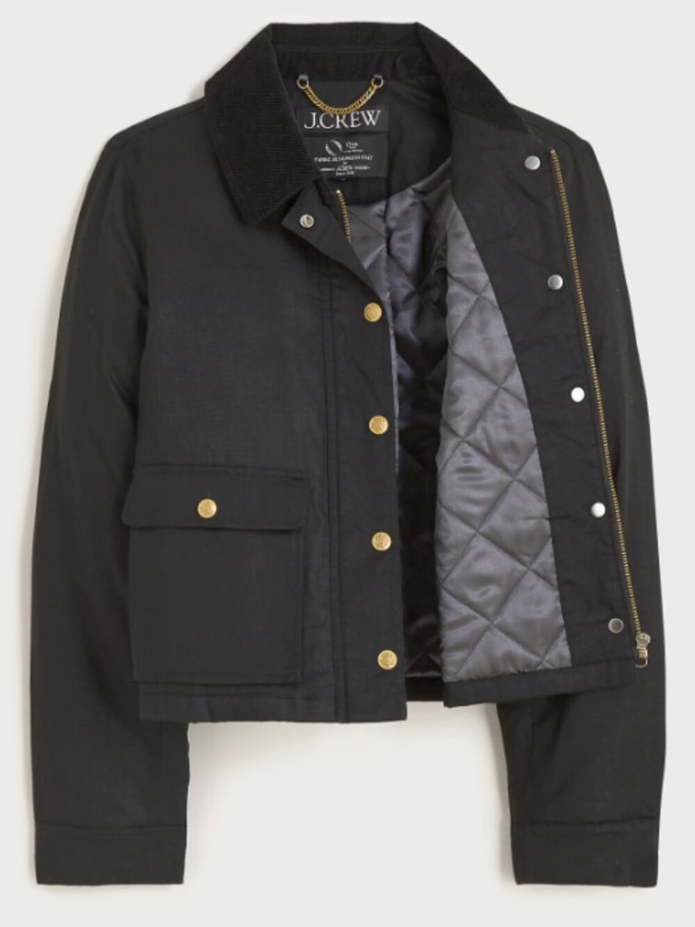 J. Crew Black Cropped Swing Barn Jacket Coat Classic Cotton M NWT - Picture 2 of 3